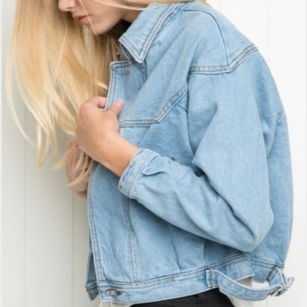 Brandy Melville Isabelle Denim Jacket with Girls Patch EXTREMELY RARE. - Picture 7 of 13